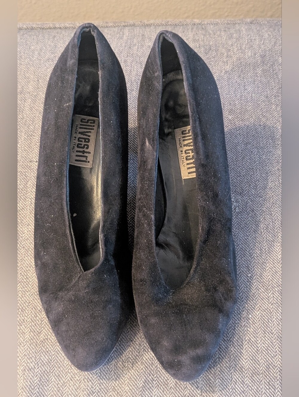 Silvestri Black Suede Pointed-Toe Heels